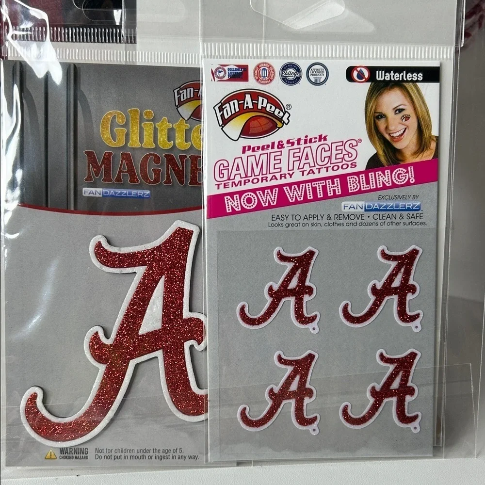Alabama Crimson Tide Accessory Set-Scarf, Sock, Temp Tattoos & Magnetic